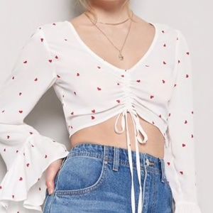 Forever 21 White Red Riches Heart Print Crop Top